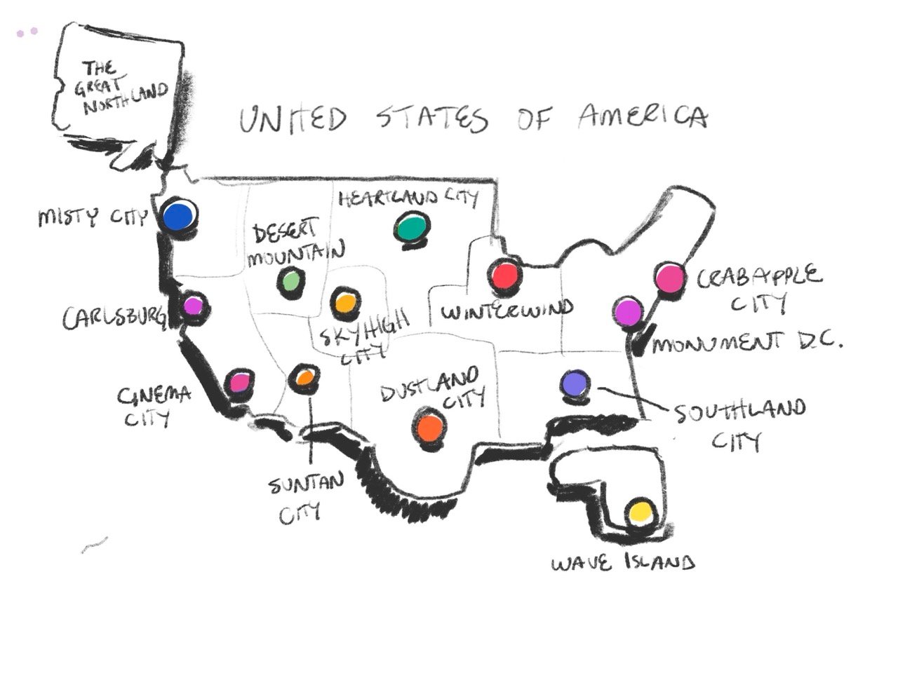 Stylized USA map
